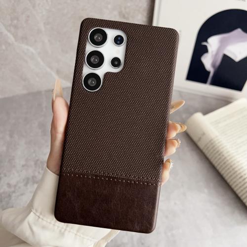 

For Samsung Galaxy S24 Ultra 5G Stitching Cloth MagSafe Magnetic PC Hybrid PU Phone Case(Dark Brown)