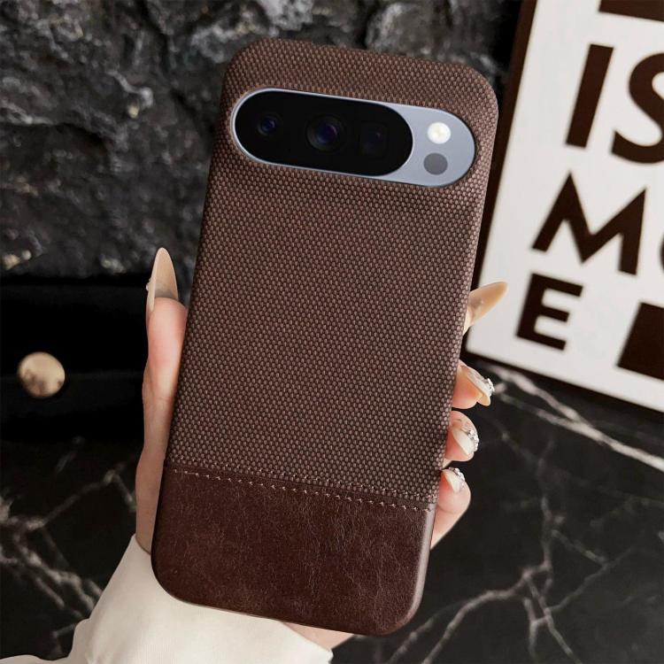 

For Google Pixel 10 Pro XL Stitching Cloth MagSafe Magnetic PC Hybrid PU Phone Case(Dark Brown)