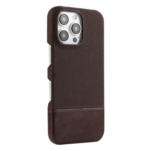 

For iPhone 16 Pro Max Stitching Cloth MagSafe Magnetic PC Hybrid PU Phone Case(Dark Brown)