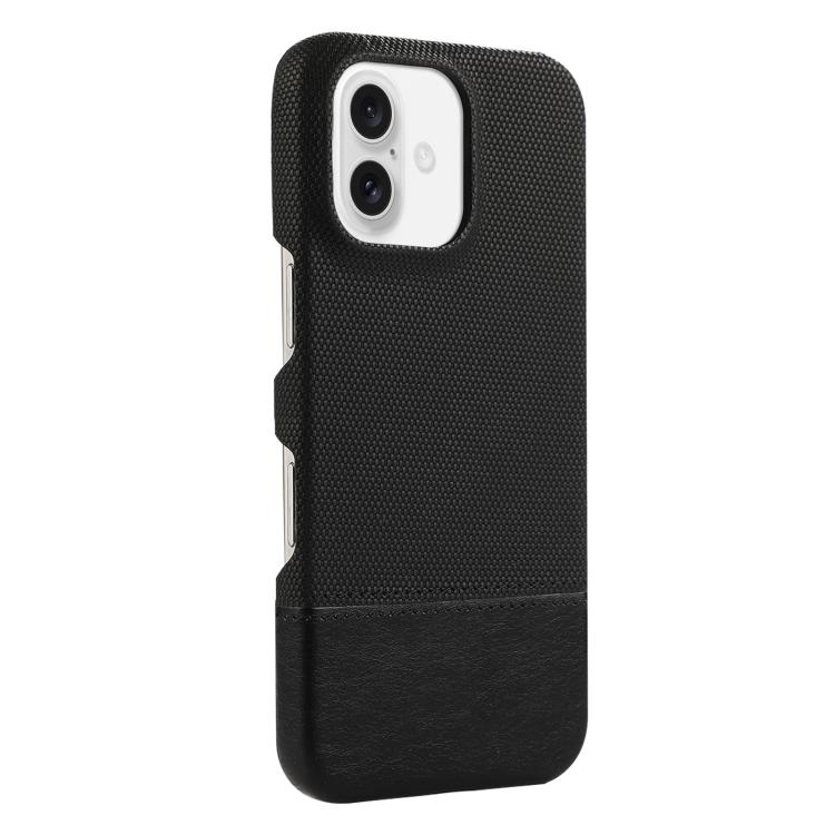 

For iPhone 16 Plus Stitching Cloth MagSafe Magnetic PC Hybrid PU Phone Case(Black)