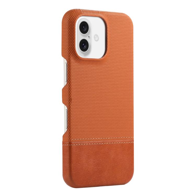 

For iPhone 16 Plus Stitching Cloth MagSafe Magnetic PC Hybrid PU Phone Case(Brown)