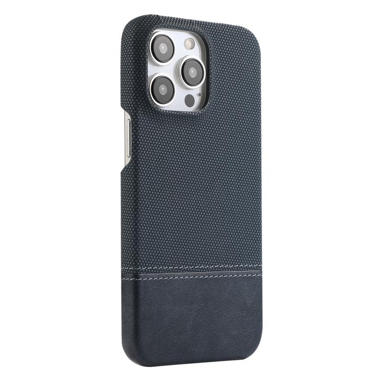 

For iPhone 15 Pro Stitching Cloth MagSafe Magnetic PC Hybrid PU Phone Case(Dark Blue)