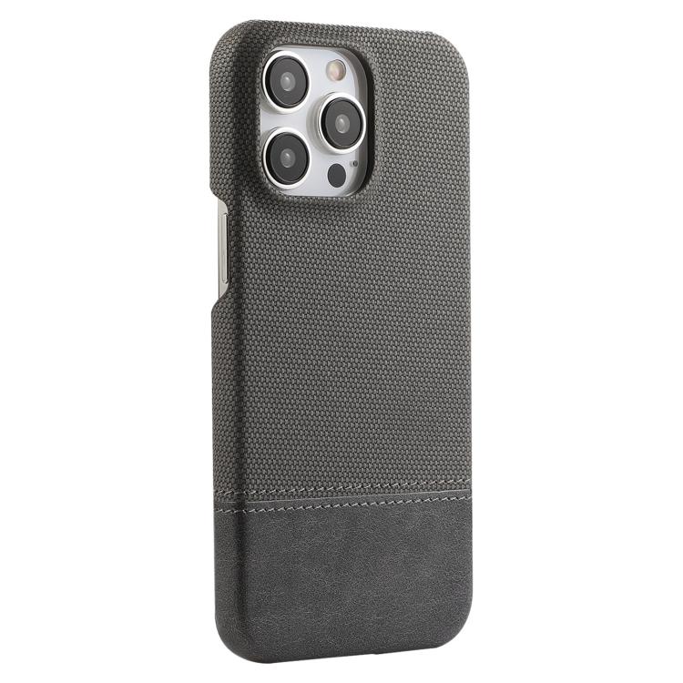 

For iPhone 14 Pro Max Stitching Cloth MagSafe Magnetic PC Hybrid PU Phone Case(Grey)