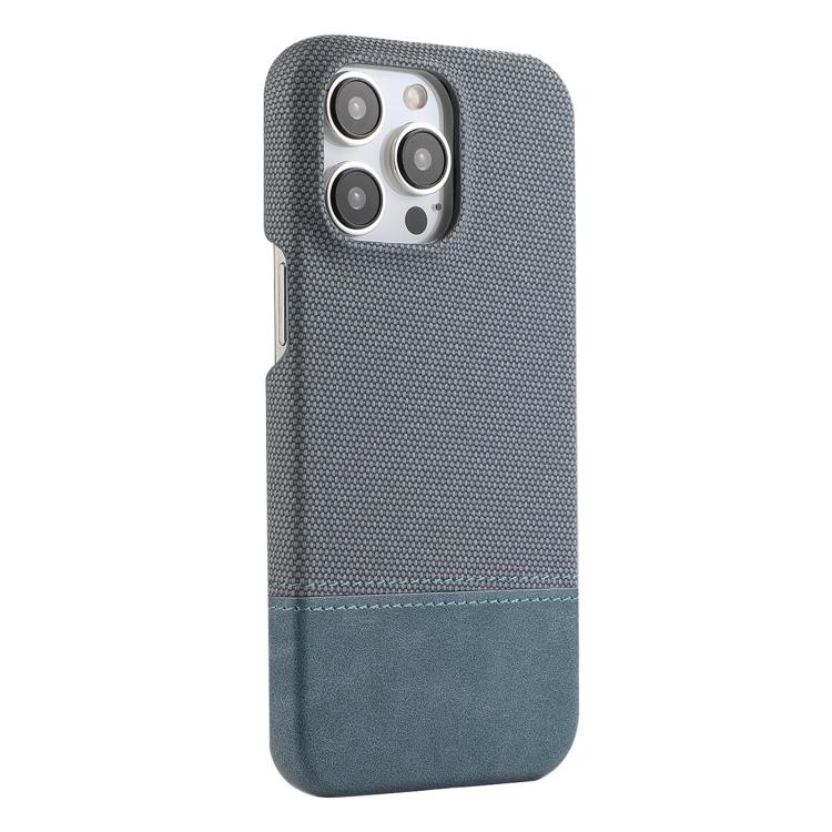 

For iPhone 13 Pro Max Stitching Cloth MagSafe Magnetic PC Hybrid PU Phone Case(Cyan Blue)