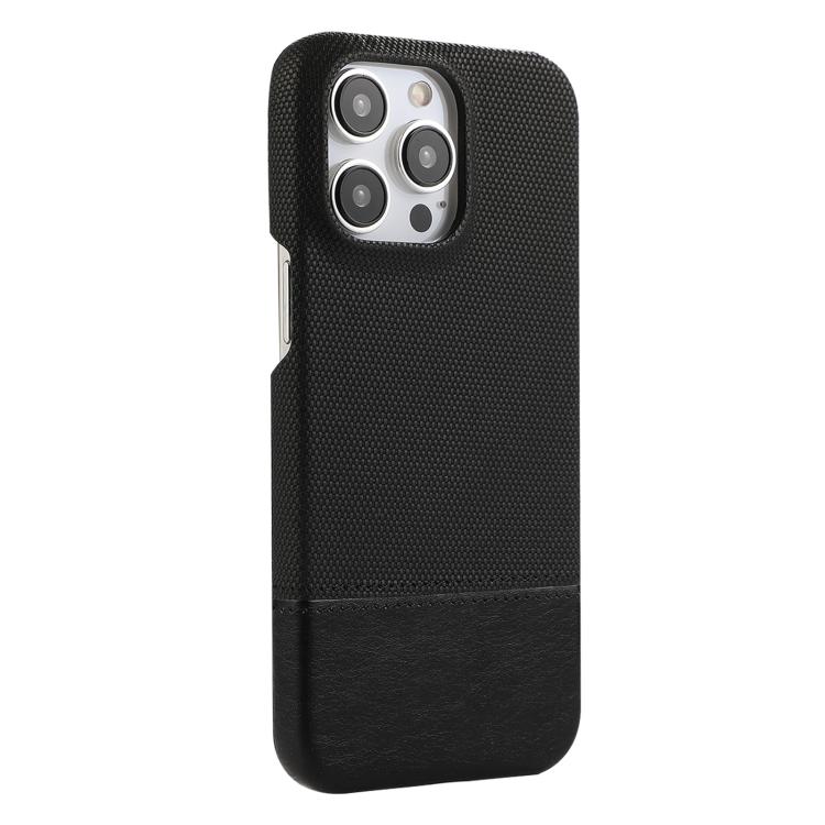 

For iPhone 13 Pro Max Stitching Cloth MagSafe Magnetic PC Hybrid PU Phone Case(Black)