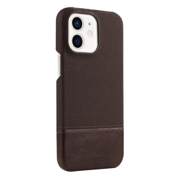 

For iPhone 12 / 12 Pro Stitching Cloth MagSafe Magnetic PC Hybrid PU Phone Case(Dark Brown)