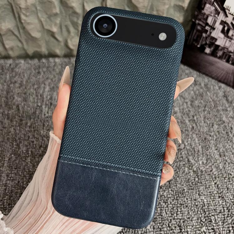 

For iPhone Air Stitching Cloth MagSafe Magnetic PC Hybrid PU Phone Case(Dark Blue)