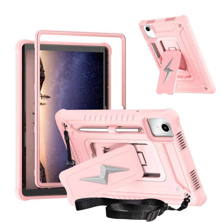 

For Lenovo Tab M11 / Xiaoxin Pad 11 2024 Armor Bolt Shape Holder Silicone Hybrid PC Tablet Case(Rose Gold)