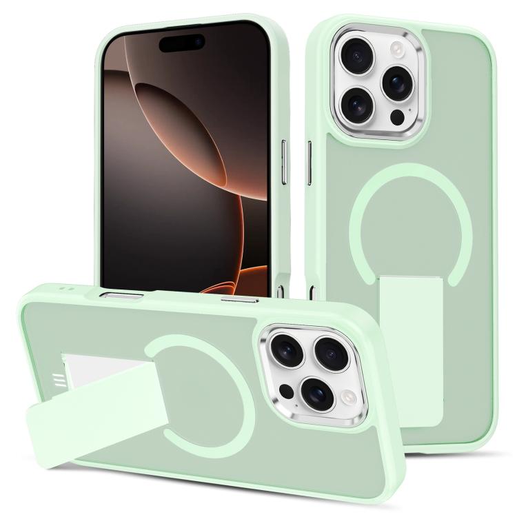 

For iPhone 16 Pro Skin Feel Invisible Kickstand MagSafe Phone Case(Green)