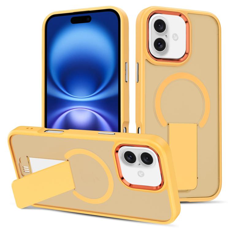 

For iPhone 16 Plus Skin Feel Invisible Kickstand MagSafe Phone Case(Orange)