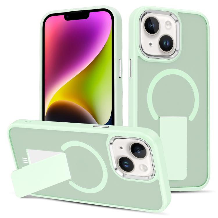 

For iPhone 14 Plus Skin Feel Invisible Kickstand MagSafe Phone Case(Green)