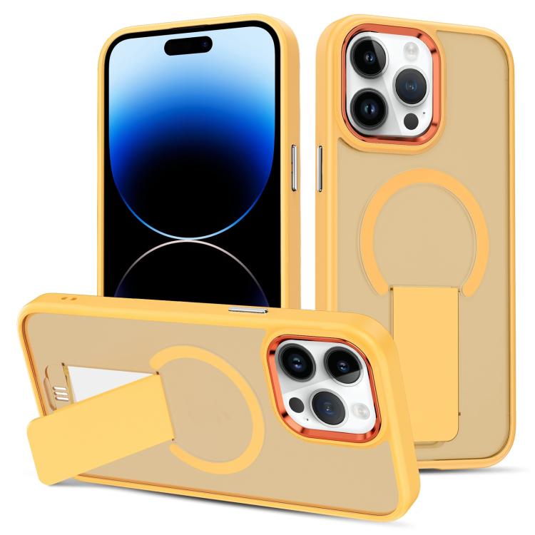 

For iPhone 14 Pro Skin Feel Invisible Kickstand MagSafe Phone Case(Orange)