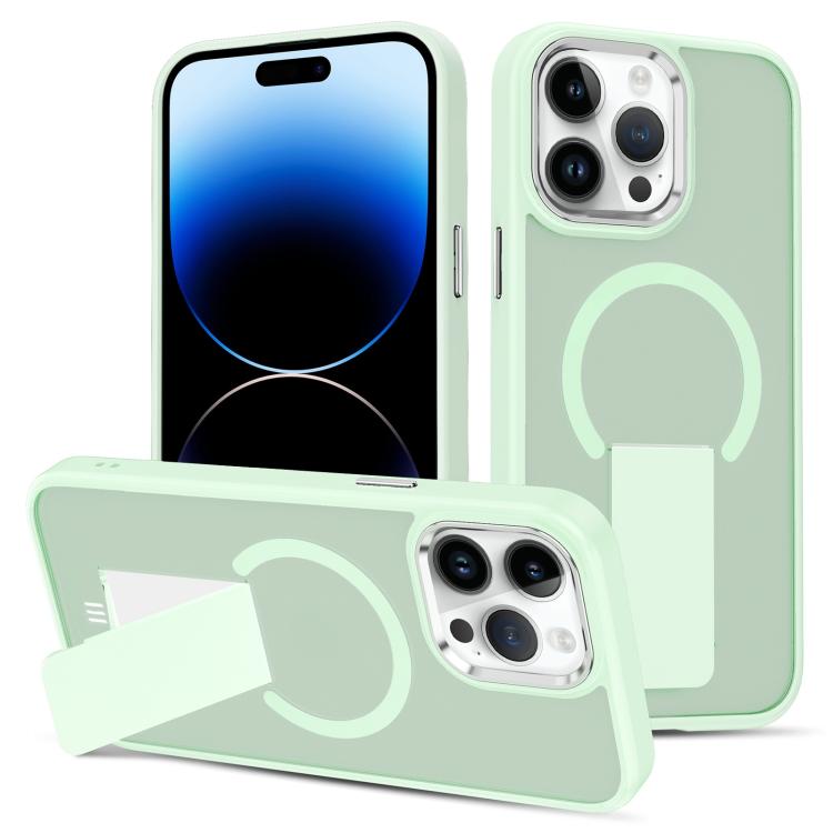 

For iPhone 14 Pro Max Skin Feel Invisible Kickstand MagSafe Phone Case(Green)