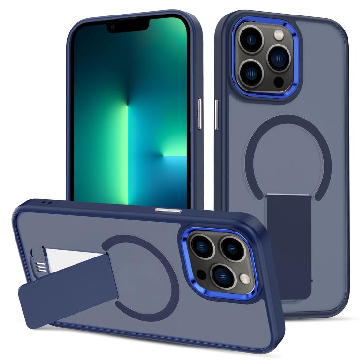 

For iPhone 13 Pro Max Skin Feel Invisible Kickstand MagSafe Phone Case(Blue)