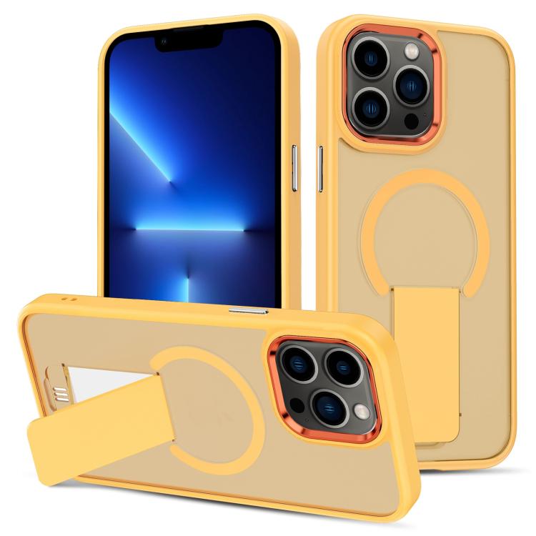 

For iPhone 13 Pro Skin Feel Invisible Kickstand MagSafe Phone Case(Orange)