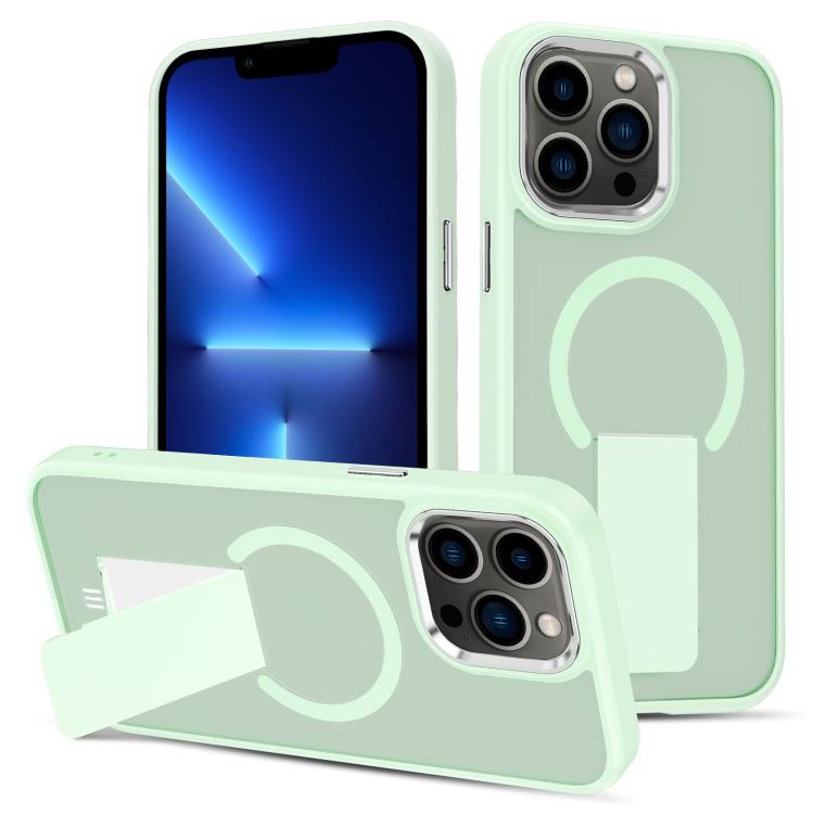 

For iPhone 13 Pro Skin Feel Invisible Kickstand MagSafe Phone Case(Green)