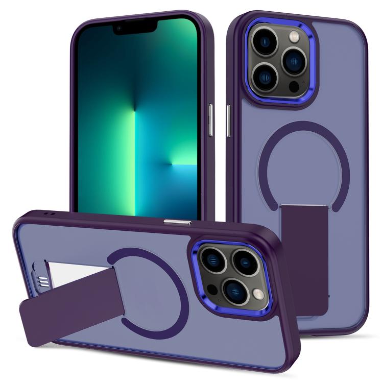 

For iPhone 13 Pro Skin Feel Invisible Kickstand MagSafe Phone Case(Purple)