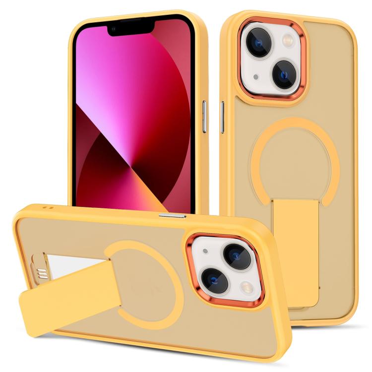 

For iPhone 13 Skin Feel Invisible Kickstand MagSafe Phone Case(Orange)