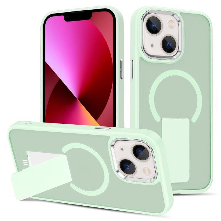 

For iPhone 13 Skin Feel Invisible Kickstand MagSafe Phone Case(Green)