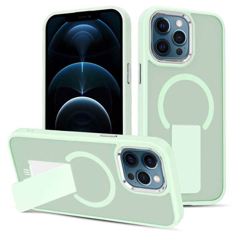 

For iPhone 12 Pro Max Skin Feel Invisible Kickstand MagSafe Phone Case(Green)