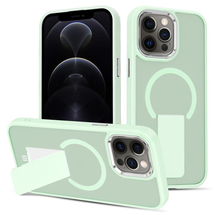 

For iPhone 12 Pro Skin Feel Invisible Kickstand MagSafe Phone Case(Green)