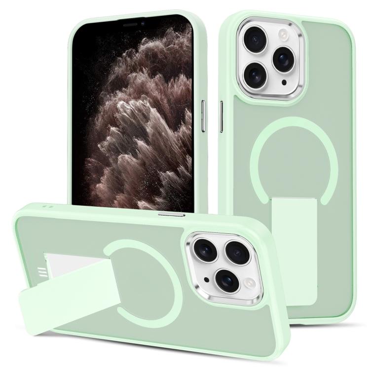 

For iPhone 11 Pro Max Skin Feel Invisible Kickstand MagSafe Phone Case(Green)