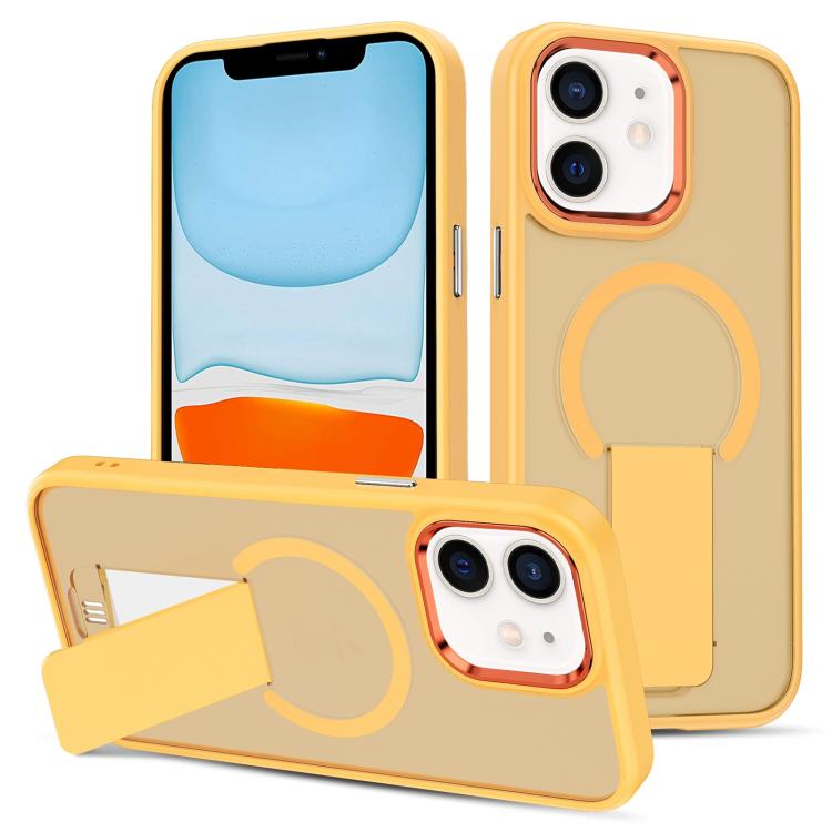 

For iPhone 11 Skin Feel Invisible Kickstand MagSafe Phone Case(Orange)