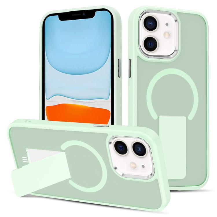 

For iPhone 11 Skin Feel Invisible Kickstand MagSafe Phone Case(Green)