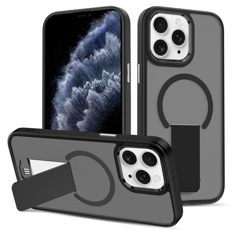 

For iPhone 11 Pro Skin Feel Invisible Kickstand MagSafe Phone Case(Black)