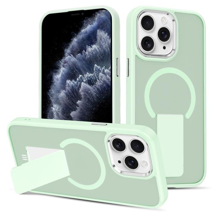 

For iPhone 11 Pro Skin Feel Invisible Kickstand MagSafe Phone Case(Green)