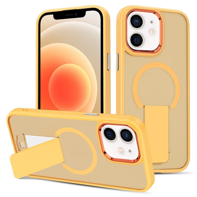 

For iPhone 12 Skin Feel Invisible Kickstand MagSafe Phone Case(Orange)