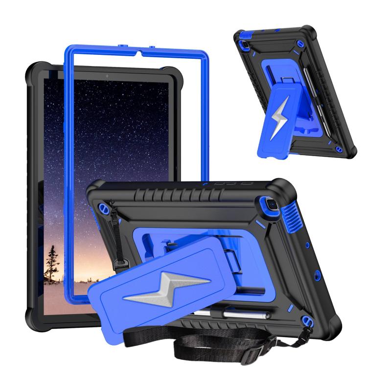 

For Samsung Galaxy Tab S6 Lite 2020 / 2024 Armor Bolt Shape Holder Silicone Hybrid PC Tablet Case(Black Blue)
