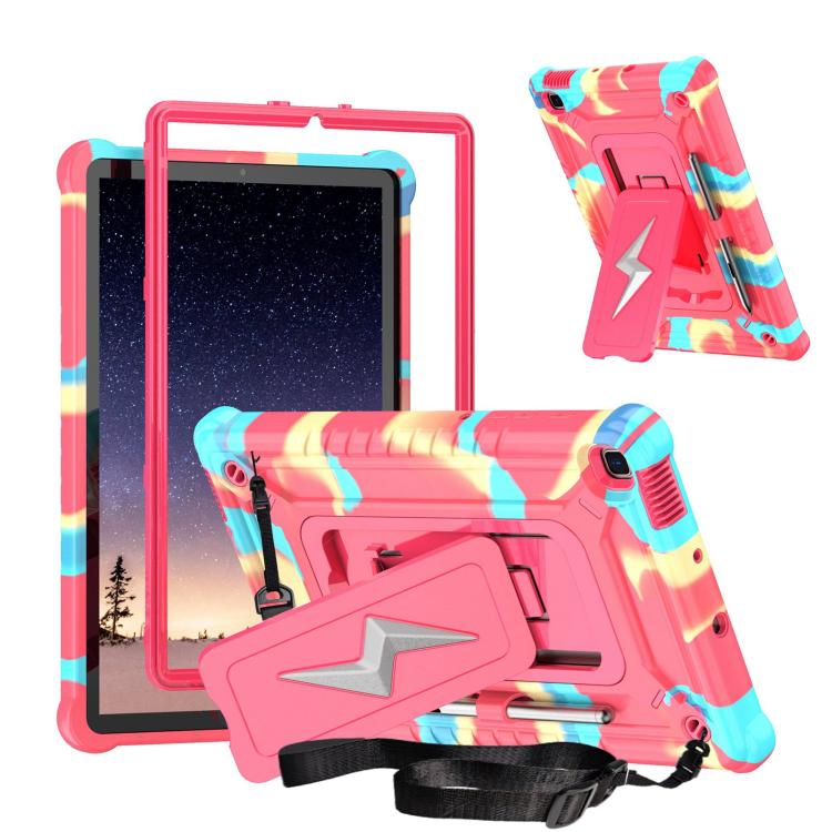 

For Samsung Galaxy Tab S6 Lite 2020 / 2024 Armor Bolt Shape Holder Silicone Hybrid PC Tablet Case(Camouflage Rose Red)