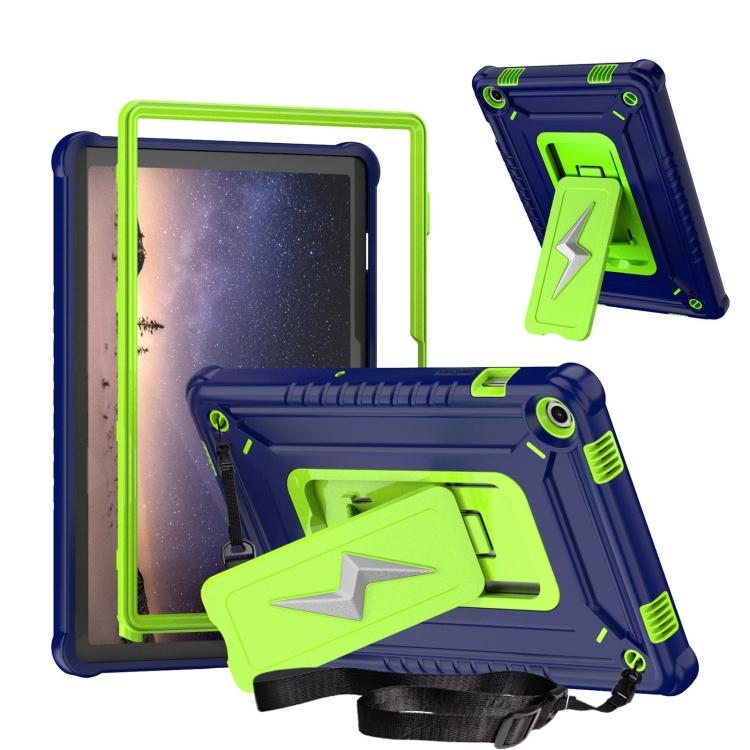 

For Samsung Galaxy Tab A9+ Armor Bolt Shape Holder Silicone Hybrid PC Tablet Case(Navy Blue Olivine)