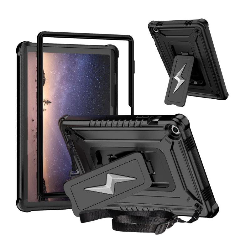 

For Samsung Galaxy Tab A9+ Armor Bolt Shape Holder Silicone Hybrid PC Tablet Case(Black)