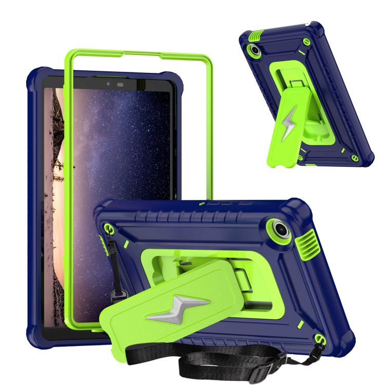 

For Samsung Galaxy Tab A9 Armor Bolt Shape Holder Silicone Hybrid PC Tablet Case(Navy Blue Olivine)
