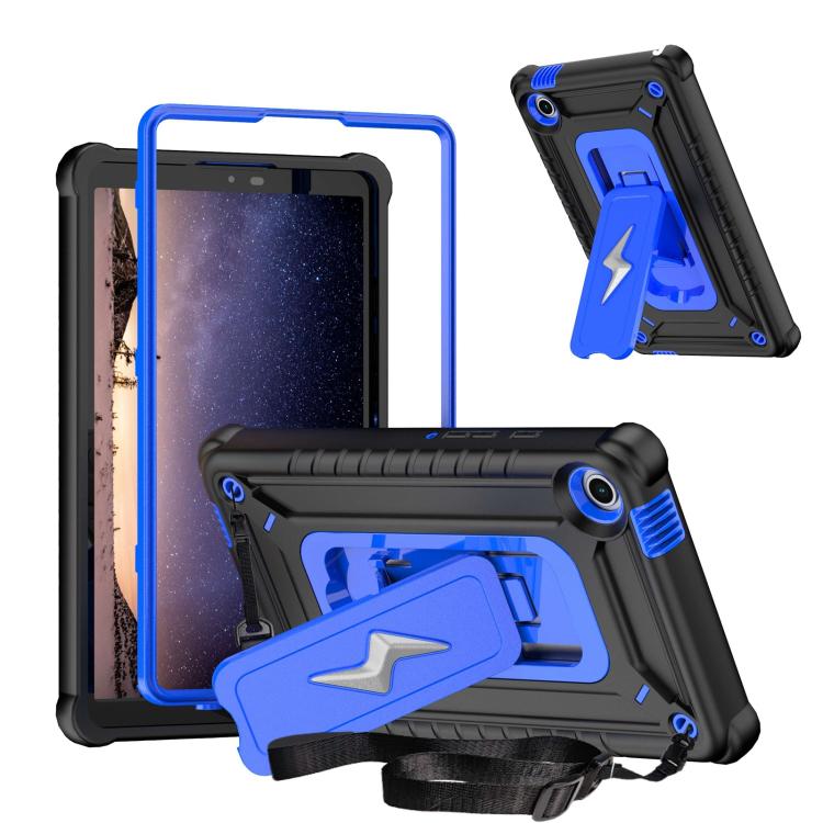 

For Samsung Galaxy Tab A9 Armor Bolt Shape Holder Silicone Hybrid PC Tablet Case(Black Blue)