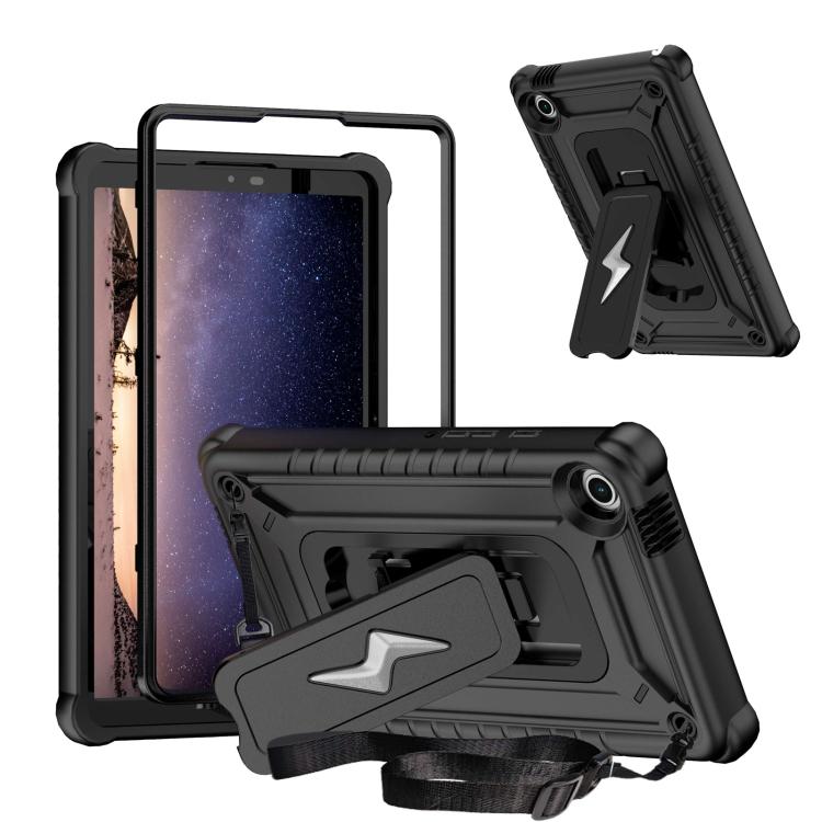 

For Samsung Galaxy Tab A9 Armor Bolt Shape Holder Silicone Hybrid PC Tablet Case(Black)