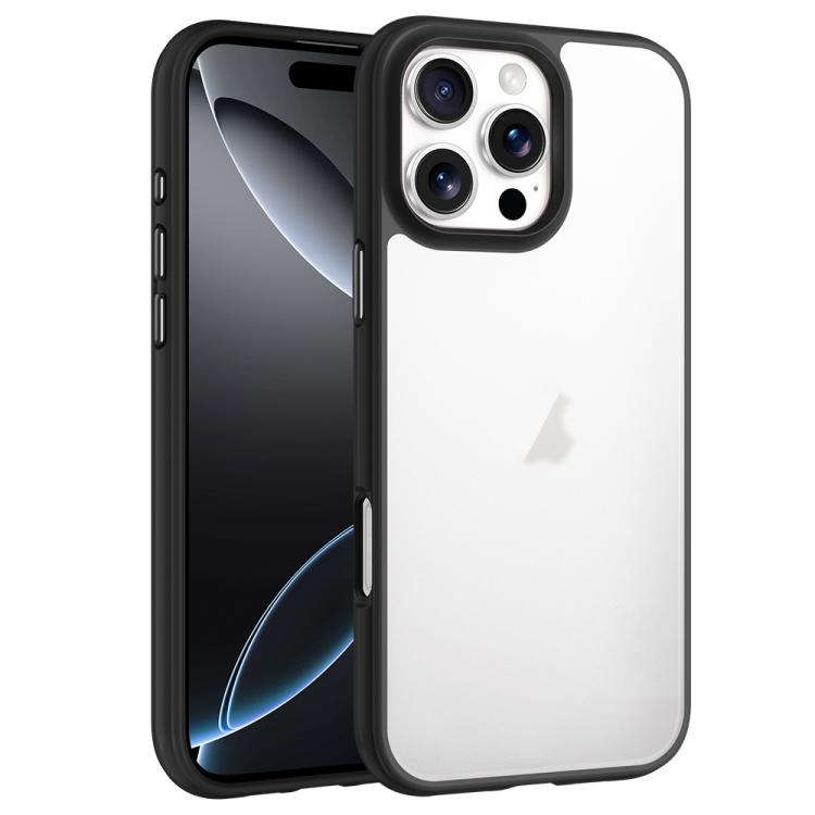 

For iPhone 16 Pro Phantom Frosted Airbag Shockproof Transparent Phone Case(Black)