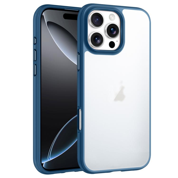 

For iPhone 16 Pro Phantom Frosted Airbag Shockproof Transparent Phone Case(Blue)