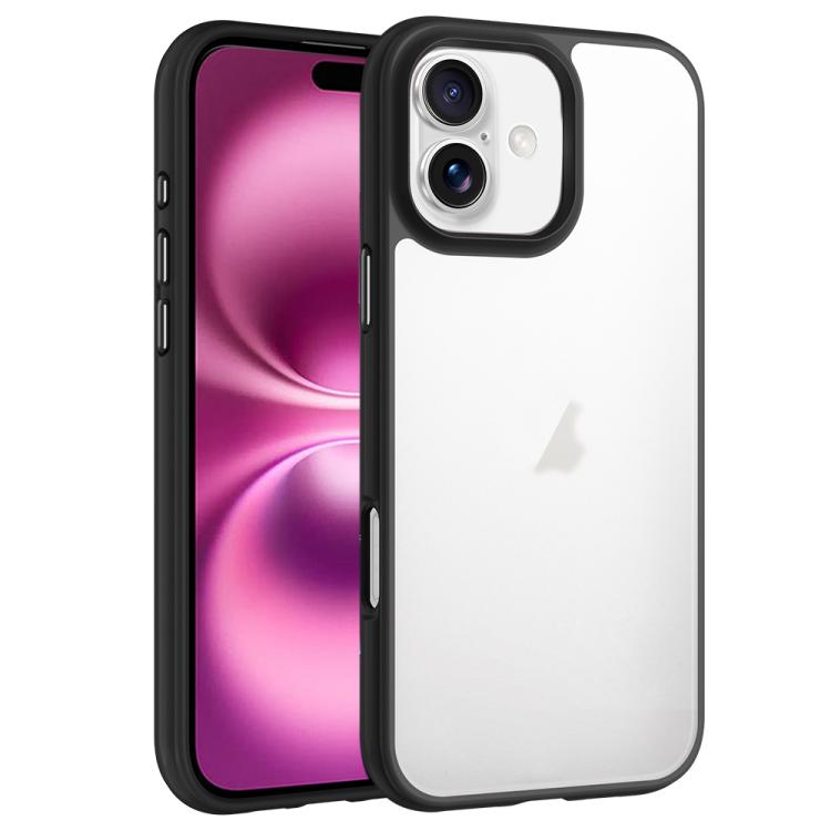 

For iPhone 16 Plus Phantom Frosted Airbag Shockproof Transparent Phone Case(Black)