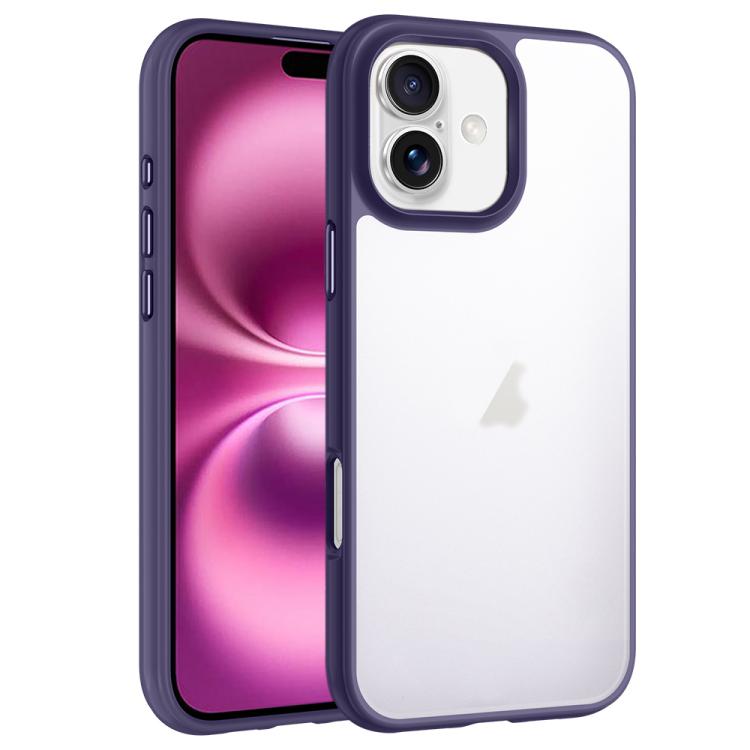 

For iPhone 16 Plus Phantom Frosted Airbag Shockproof Transparent Phone Case(Purple)