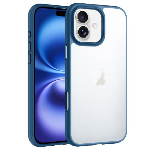 

For iPhone 16 Phantom Frosted Airbag Shockproof Transparent Phone Case(Blue)