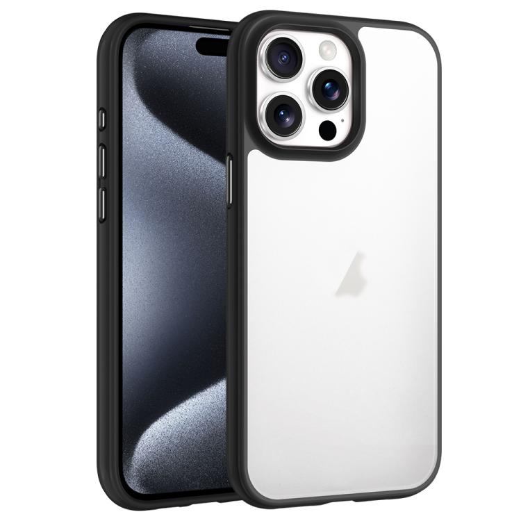 

For iPhone 15 Pro Max Phantom Frosted Airbag Shockproof Transparent Phone Case(Black)