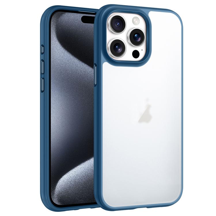 

For iPhone 15 Pro Max Phantom Frosted Airbag Shockproof Transparent Phone Case(Blue)