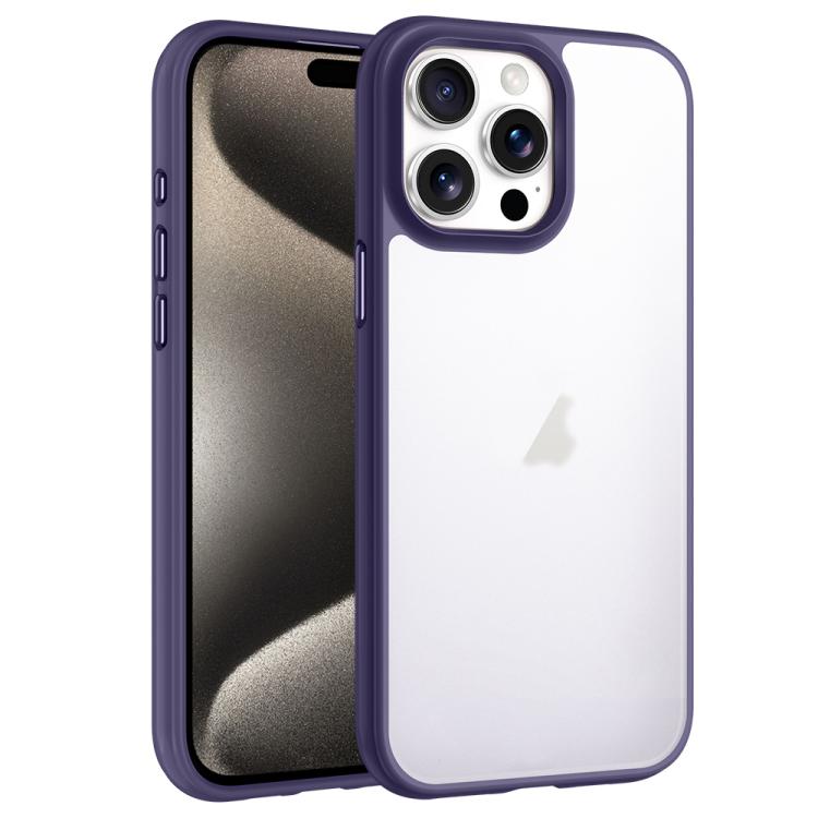 

For iPhone 15 Pro Phantom Frosted Airbag Shockproof Transparent Phone Case(Purple)