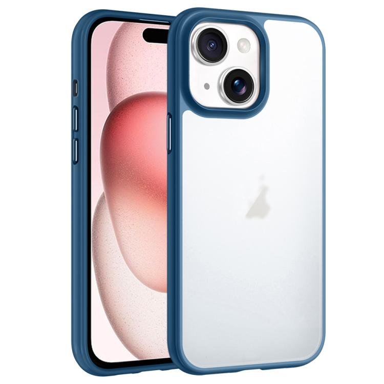 

For iPhone 15 Phantom Frosted Airbag Shockproof Transparent Phone Case(Blue)