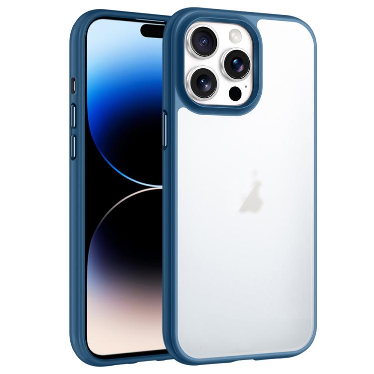 

For iPhone 14 Pro Max Phantom Frosted Airbag Shockproof Transparent Phone Case(Blue)
