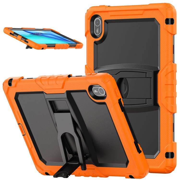 

For Huawei MatePad SE 11 2024 Silicone Hydric PC Tablet Case with Shoulder Strap & Holder(Orange)