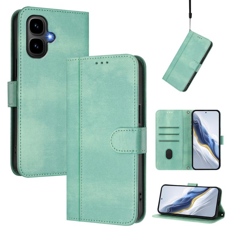 

For Tecno Pop 10 / Infinix Smart 10 4G Line Splicing Buckle Retro Leather Phone Case(Mint)